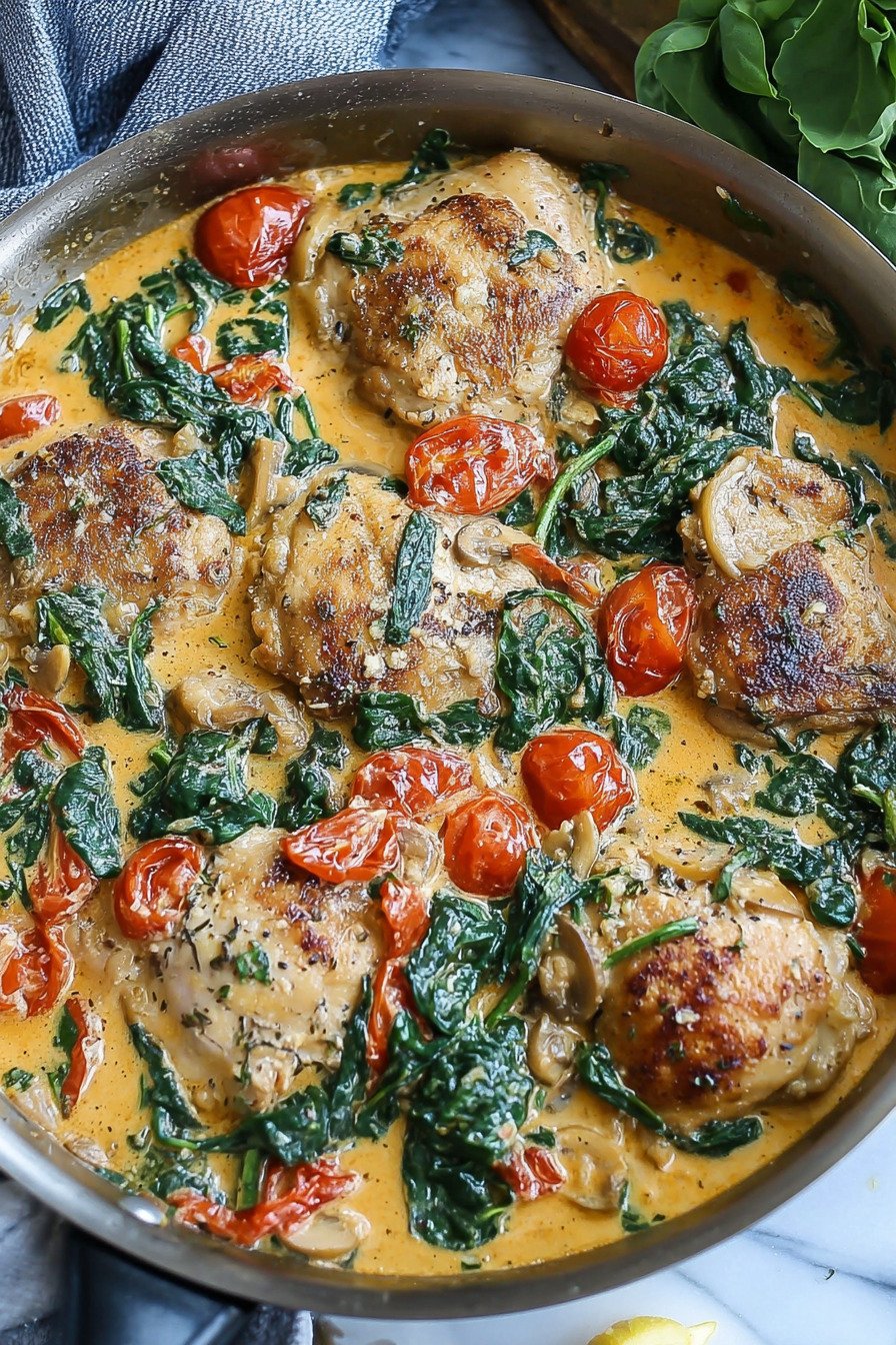 One Pan Tuscan Chicken Thighs with Creamy Sun-Dried Tomato Sauce recipe tips