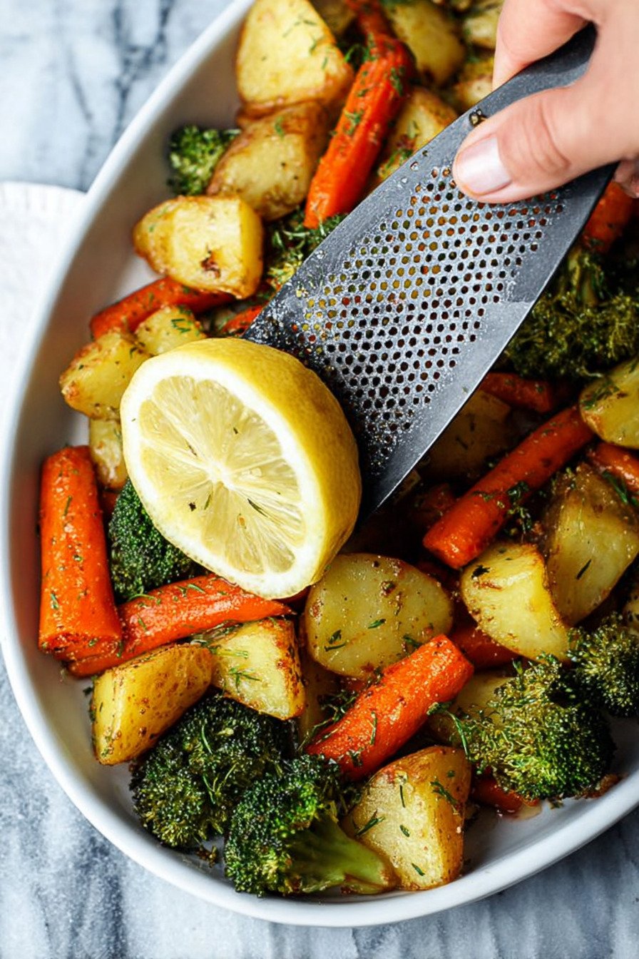 Roasted Potatoes Carrots and Broccoli with Lemon and Herbs extra recipe photo