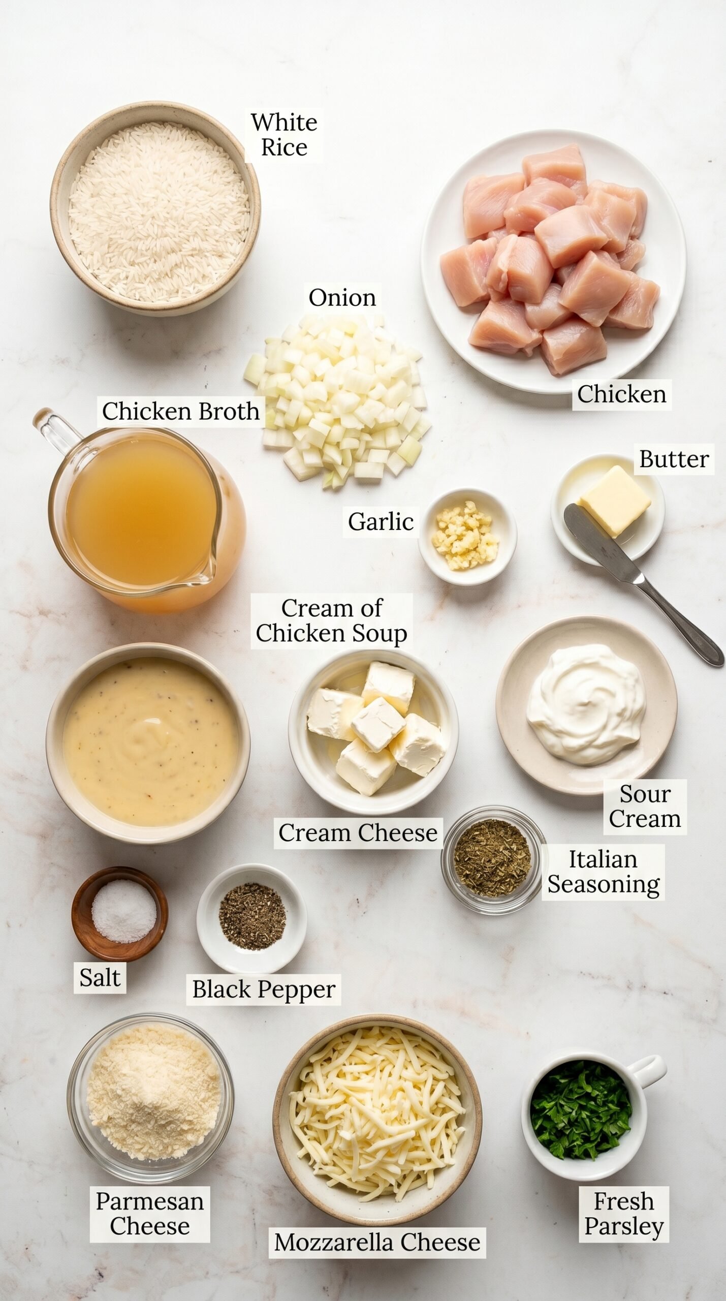 Creamy Angel Chicken Rice Casserole recipe ingredients