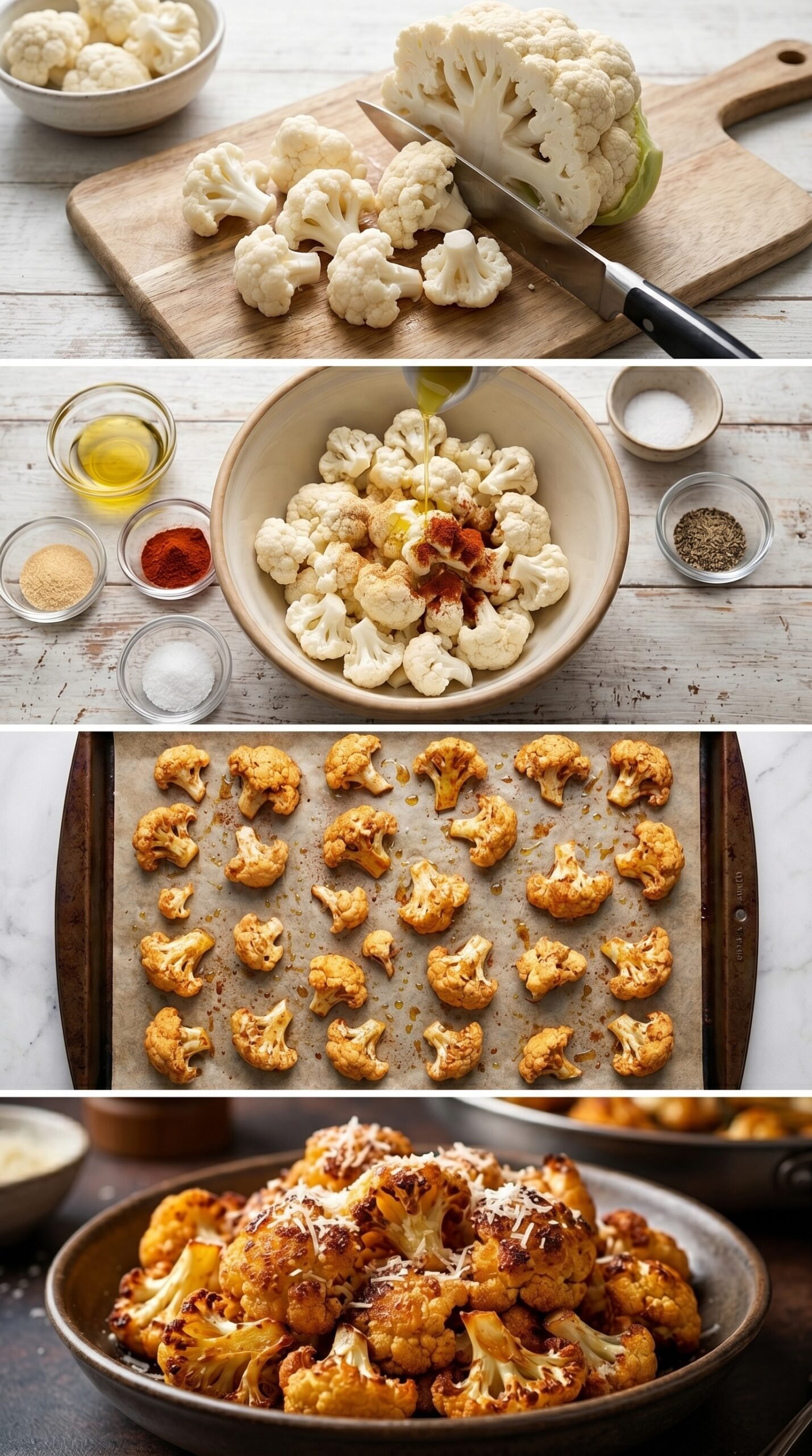 Crispy Roasted Cauliflower with Garlic, Paprika, and Parmesan recipe instructions