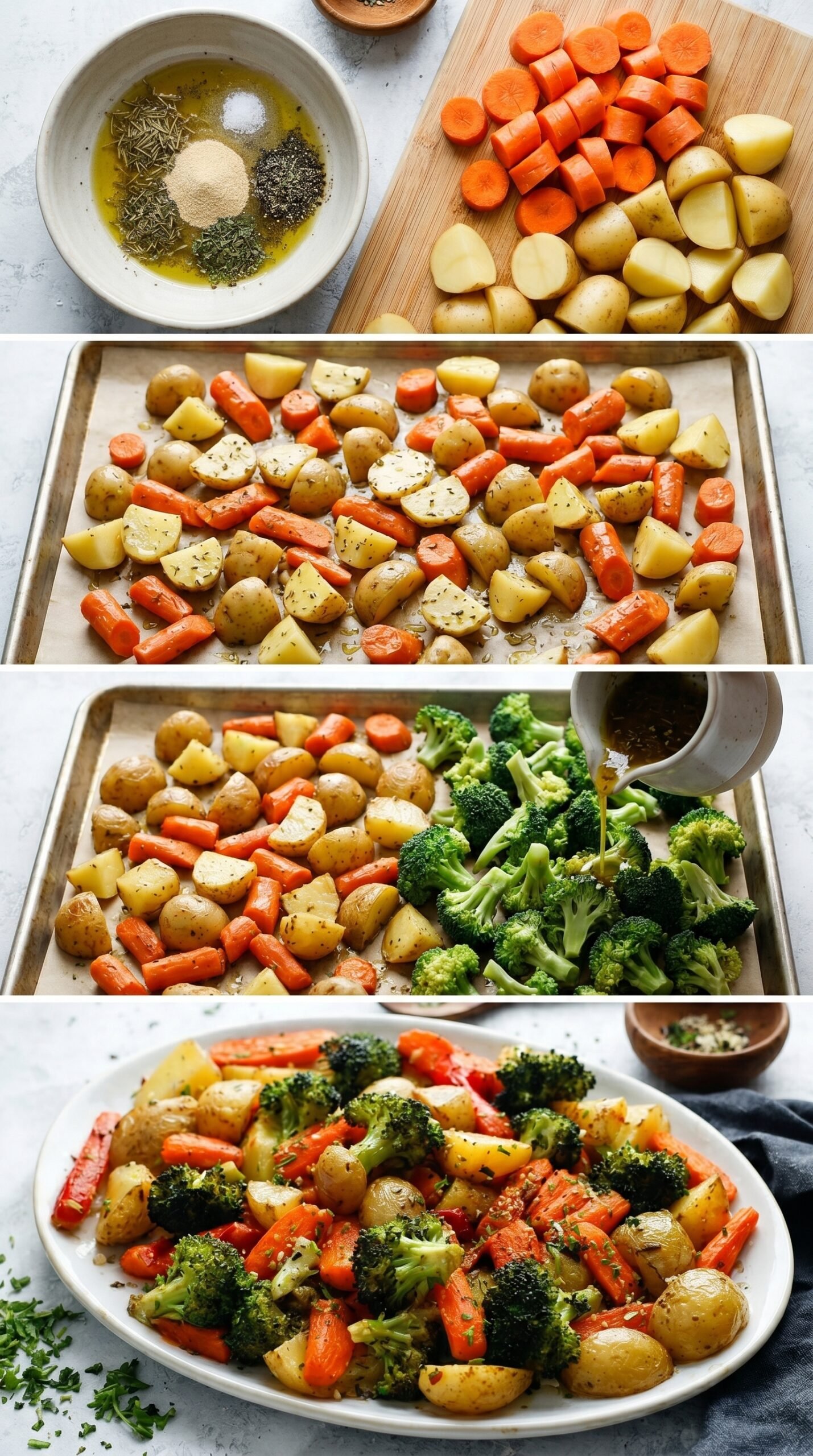 Roasted Potatoes Carrots and Broccoli with Lemon and Herbs recipe instructions