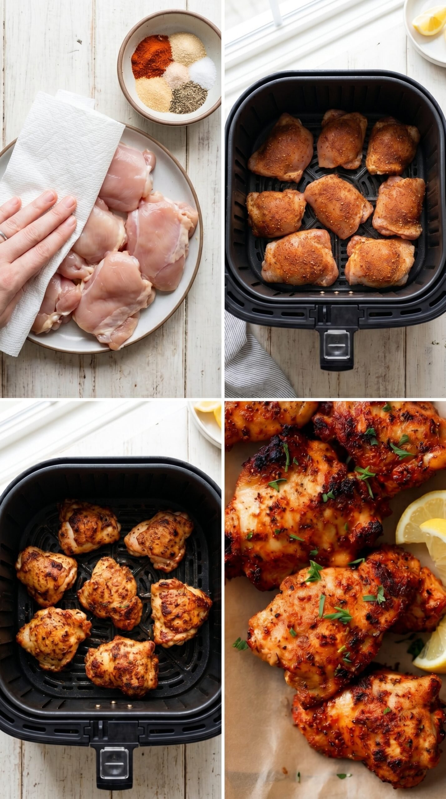 Crispy Air Fryer Boneless Skinless Chicken Thighs recipe instructions