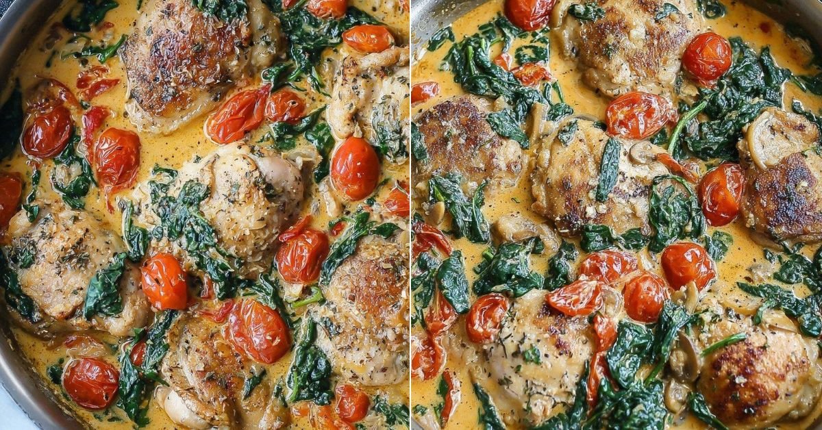 One Pan Tuscan Chicken Thighs with Creamy Sun-Dried Tomato Sauce recipe photo