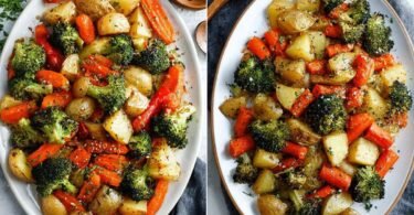 Roasted Potatoes Carrots and Broccoli with Lemon and Herbs recipe photo