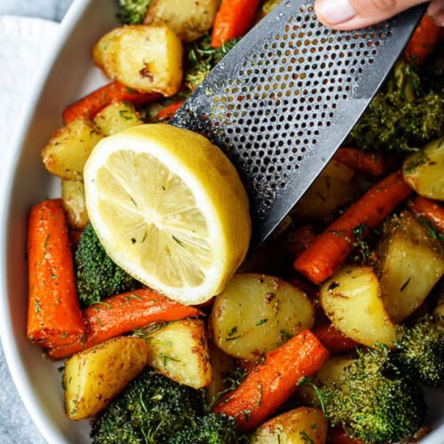 Roasted Potatoes Carrots and Broccoli with Lemon and Herbs extra recipe photo