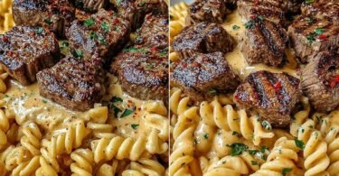 Creamy Garlic Butter Steak Bites with Spicy Cajun Alfredo Twisted Pasta recipe photo